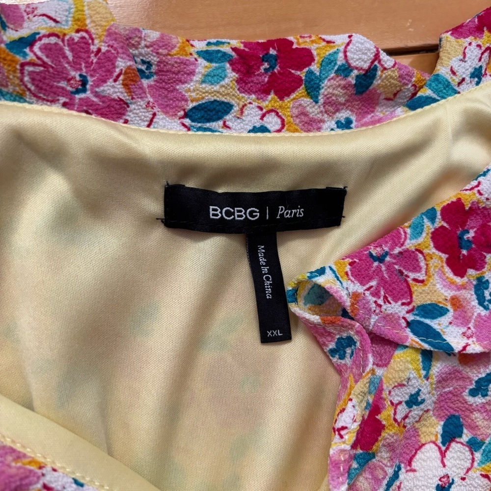 BCBG Paris Womens Chiffon Floral Print Mini Dress Short Sleeves Size XXL New Tag - Picture 6 of 6